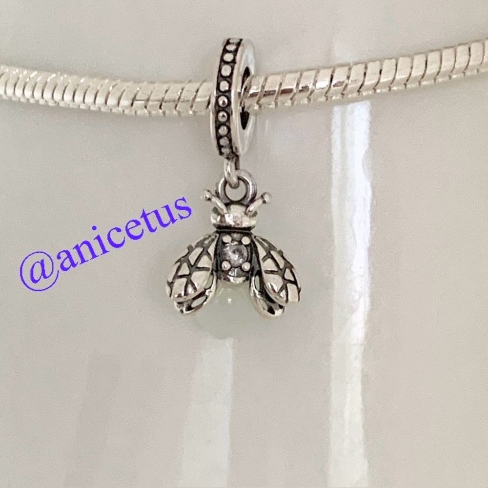 NWOT S925 Sterling Silver Glow-in-the-dark Firefly Dangle Charm